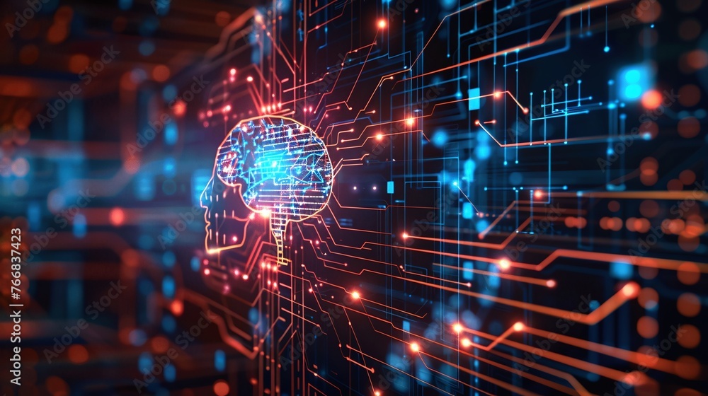 brain technology and artificial intelligence neural network in abstract digital background with circuit board brain technology and artificial intelligence neural network in abstract digital background with circuit board