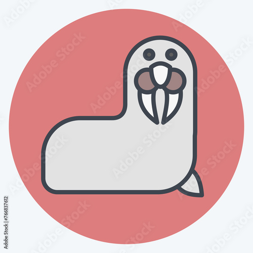 Icon Walrus. related to Alaska symbol. color mate style. simple design editable. simple illustration