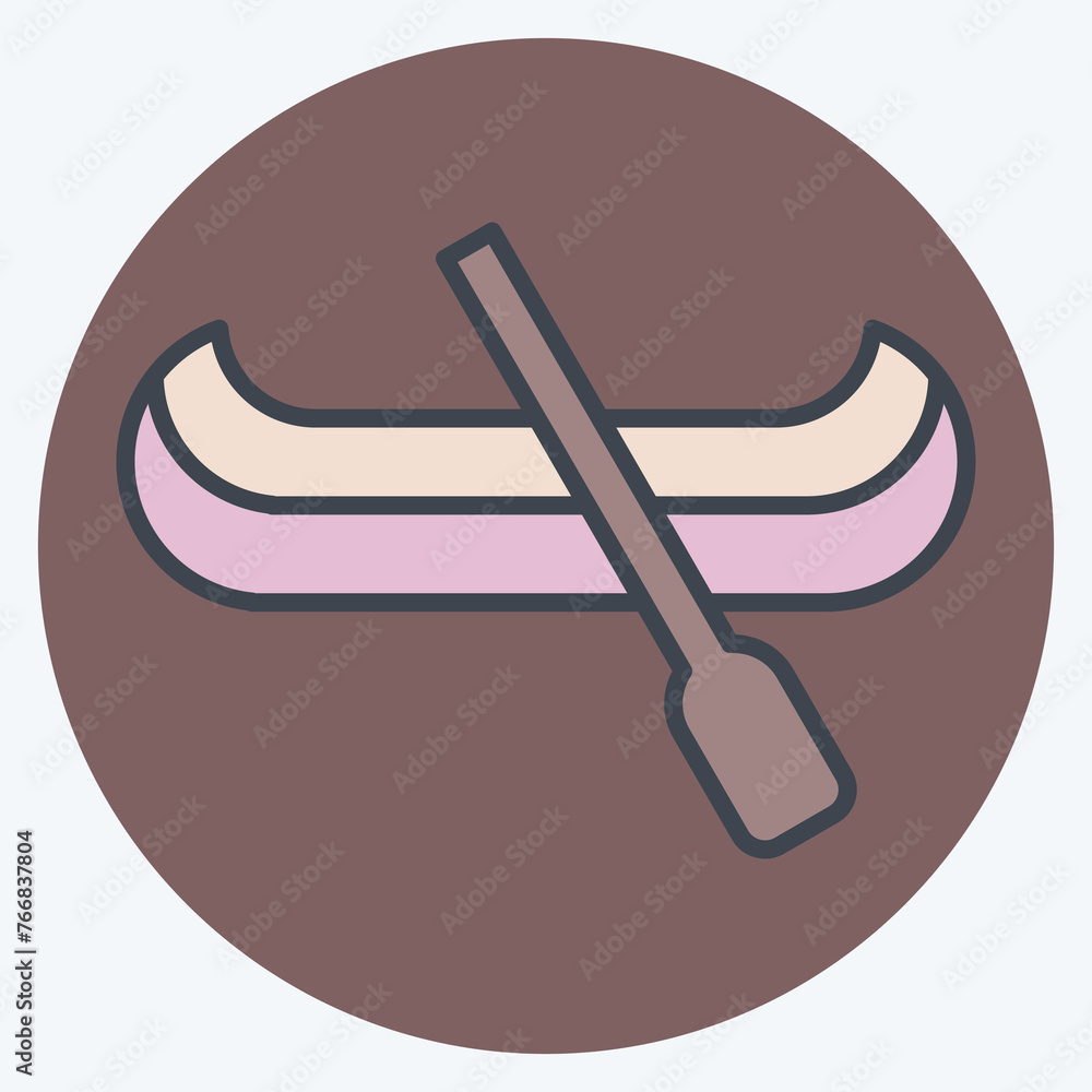Icon Canoe. related to American Indigenous symbol. color mate style. simple design editable. simple illustration Icon Canoe. related to American Indigenous symbol. color mate style. simple design editable. simple illustration
