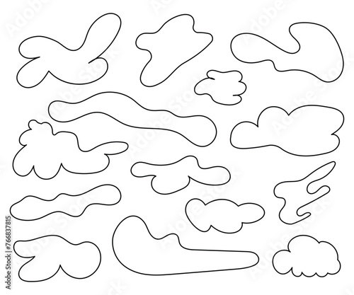 Collection of cloud shapes. Hand drawn cloud icons for websites and applications.cloud silhouettes. photo