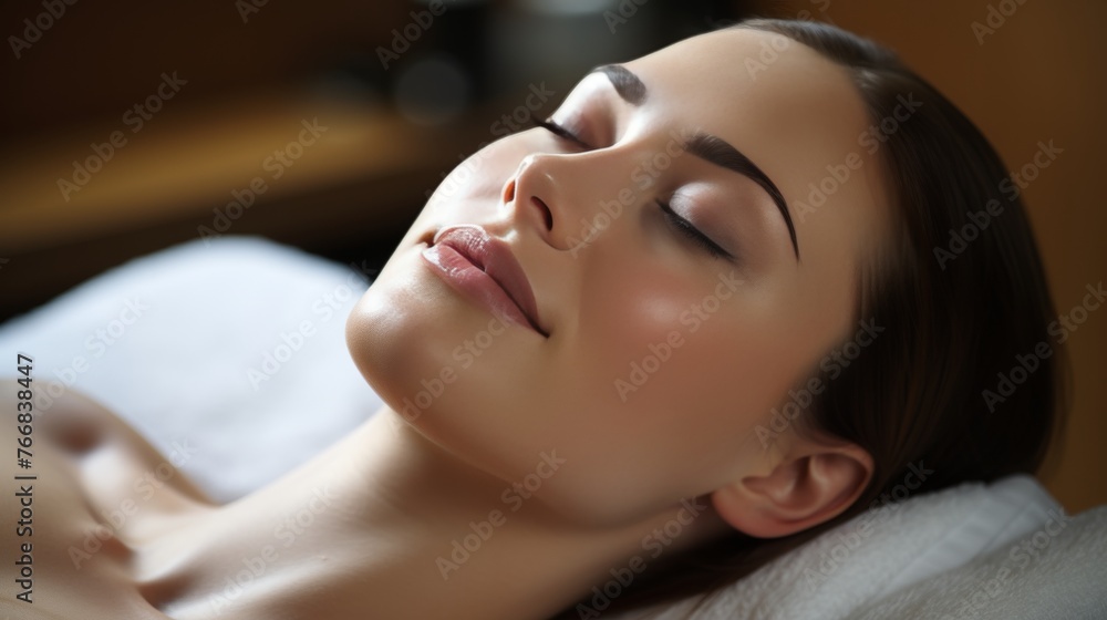 Tranquil day spa facial treatment with relaxing atmosphere and space for customized text Tranquil day spa facial treatment with relaxing atmosphere and space for customized text