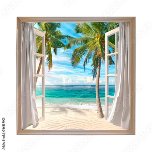 Window to paradise beach. Isolated on transparent background. © Creative Haven