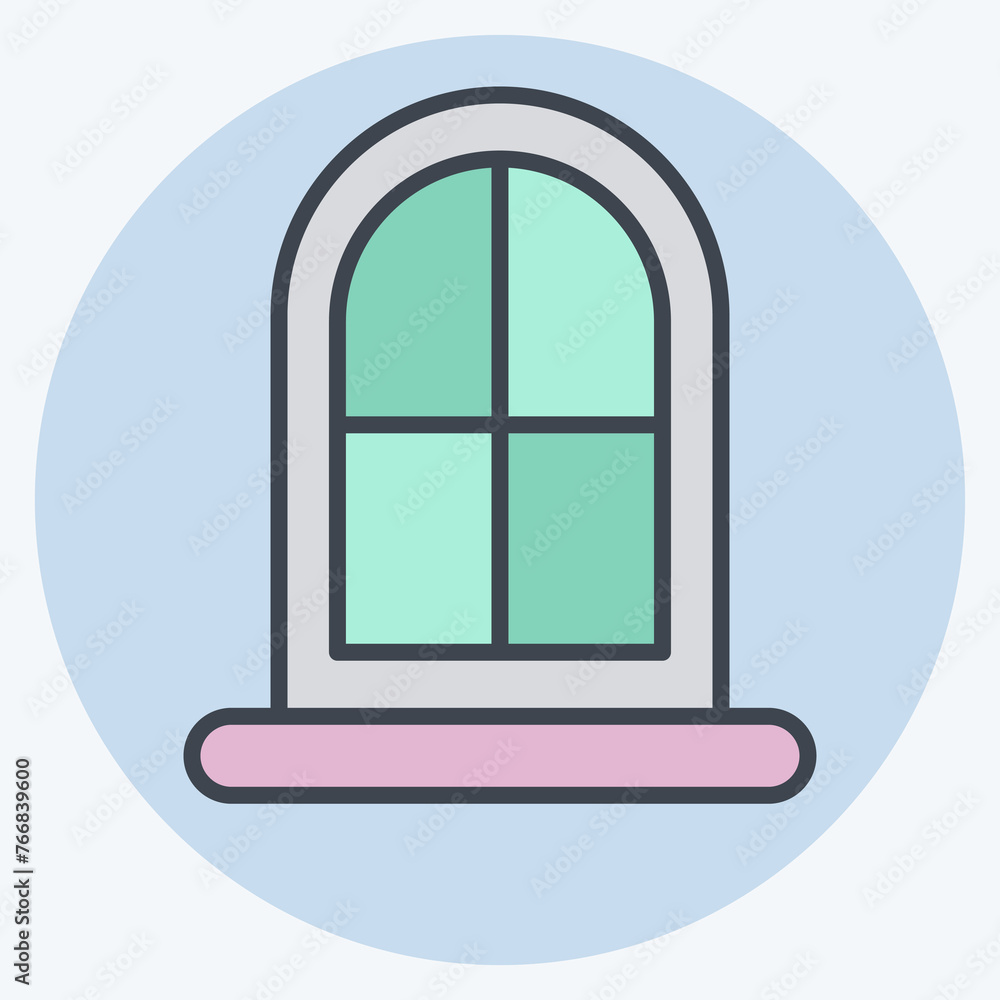 Icon Window. related to Building Material symbol. color mate style. simple design editable. simple illustration Icon Window. related to Building Material symbol. color mate style. simple design editable. simple illustration