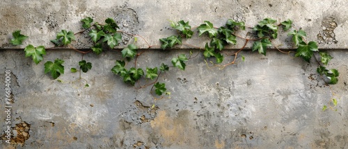  Vine climbing concrete wall with ivy growth and additional vine growth