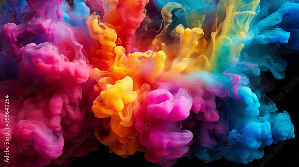 Vibrant colorful smoke abstract background with beautiful mixture of colors and waves