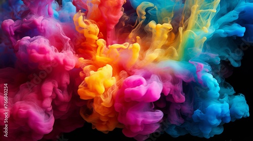 Vibrant colorful smoke abstract background with beautiful mixture of colors and waves
