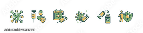 vaccination virus immunity injection icon set coronavirus medical vaccination syringe vector sign illustration