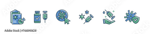 coronavirus vaccination injection syringe icon set health immunity medicals vaccine vector illustration for web and app