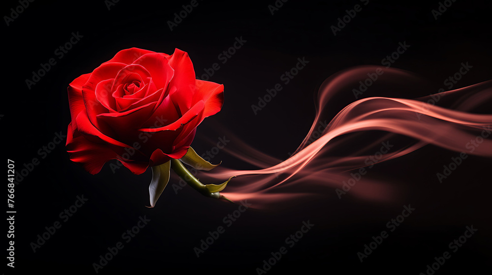 Fototapeta premium Red rose flower in motion blur. Long exposure concept 