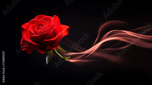 Red rose flower in motion blur. Long exposure concept 