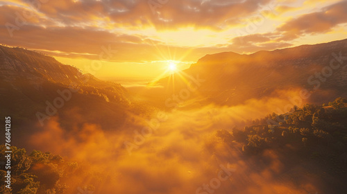 Mystical Sunrise Over Mist-Blanketed Valley #766841285