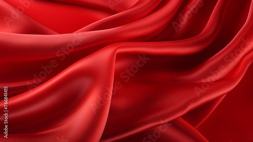 Red silk fabric red cloth material flying in the wind 