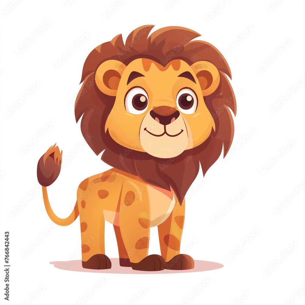 Obraz premium Cute Funny Cartoon Lion, Illustration for Children Book, Generative AI