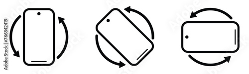 mobile rotation icon set. device rotate symbol for apps and website, transparent vector illustration. photo