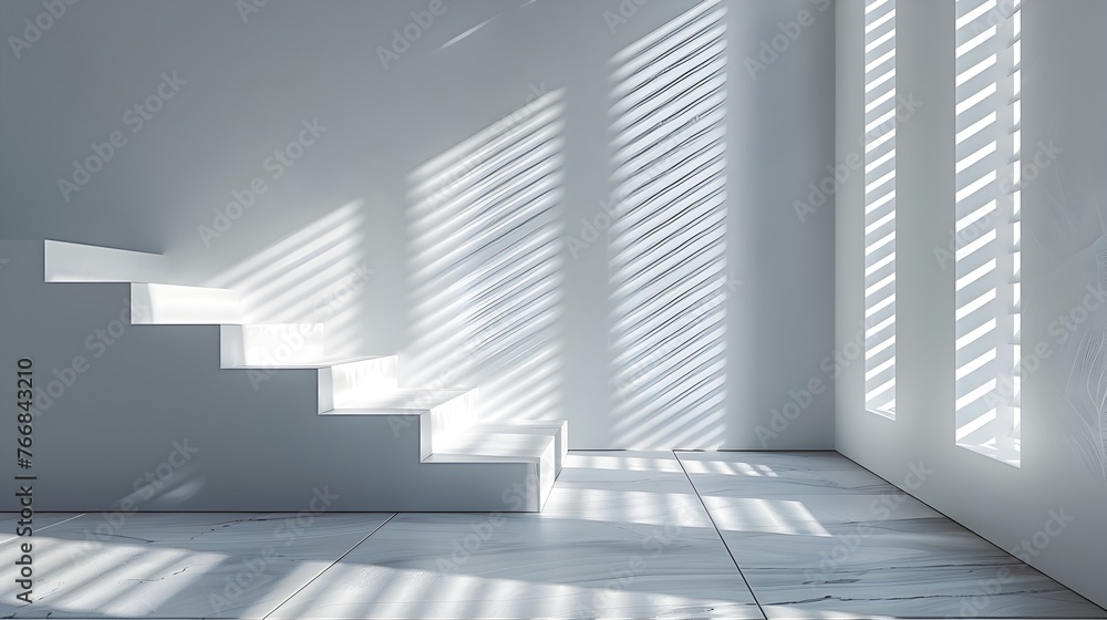 Sleek Morning Light and Shadow Play in Minimalist Interior Scene Sleek Morning Light and Shadow Play in Minimalist Interior Scene