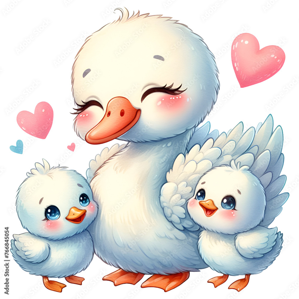 Watercolor Mom and Baby Swan Clipart Mother and Baby PNG Mother's Day ...