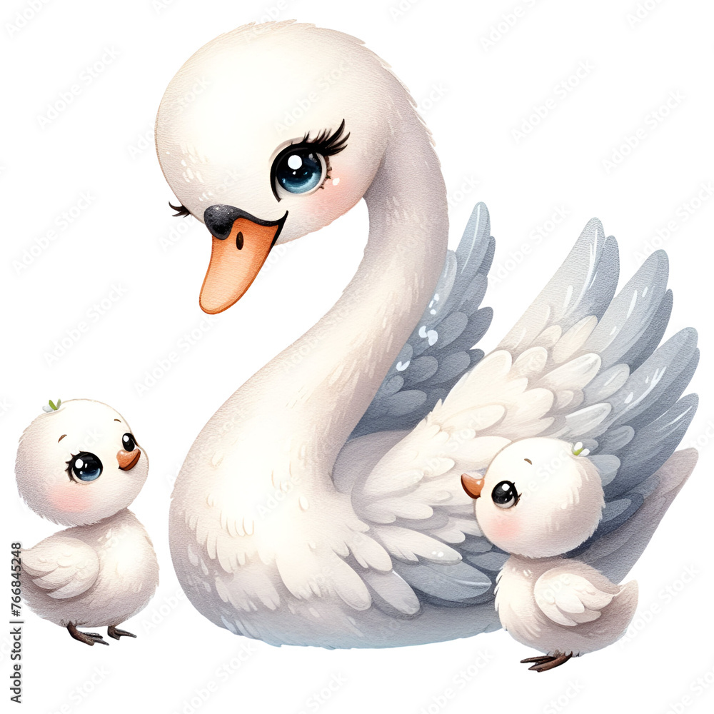 Watercolor Mom and Baby Swan Clipart Mother and Baby PNG Mother's Day ...