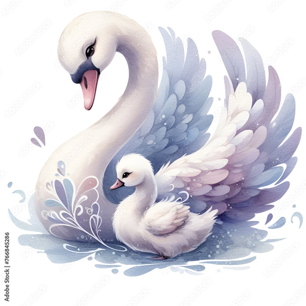 Watercolor Mom and Baby Swan Clipart Mother and Baby PNG Mother's Day ...
