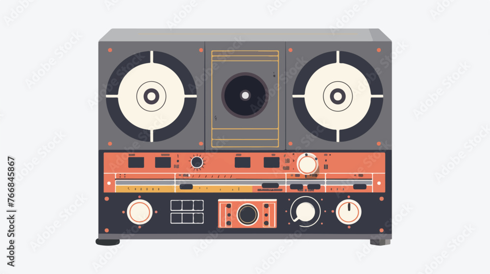 Vector audio tape recorder player in flat style Flat