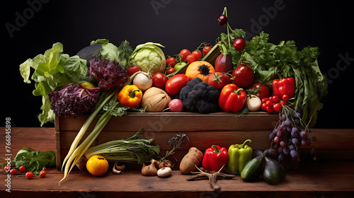 Wooden box full of homegrown produce 