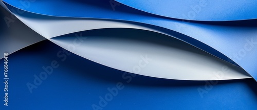  Blue and white background with curved designs on either side