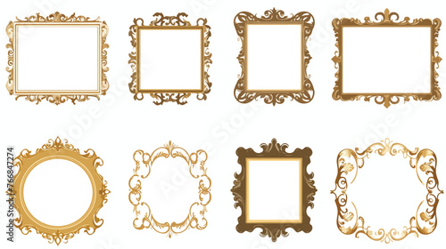 Vintage Gold Frames Baroque Vintage Frame Flat vector