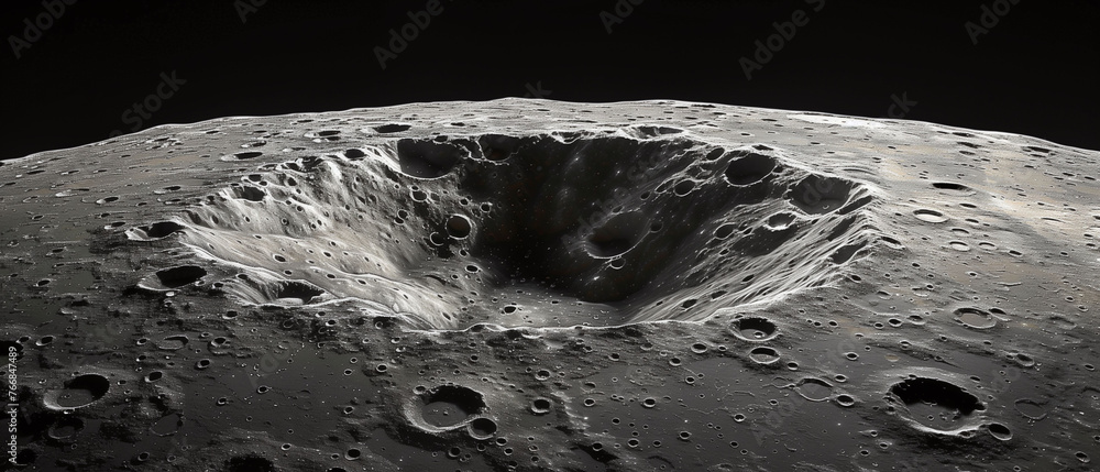 Close-Up of Lunar Crater - obrazy, fototapety, plakaty 