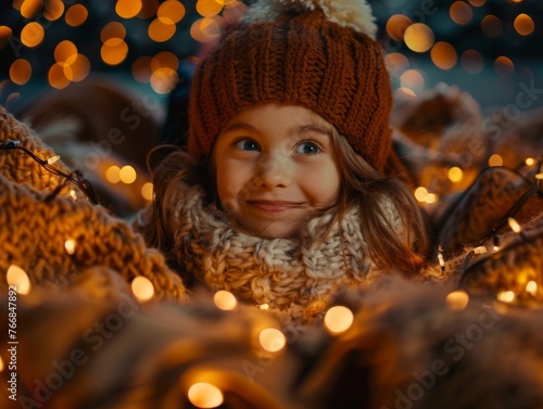 Cozy evenings find families huddled together, classic Christmas films playing, their glow reflecting in joyful eyes photo