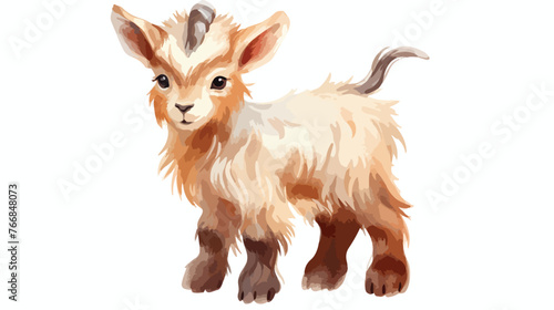 Watercolor Baby Goat Flat vector isolated on white background
