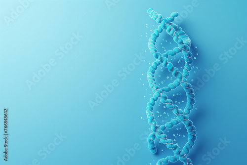 DNA molecule model structure on blue background. 3d rendering