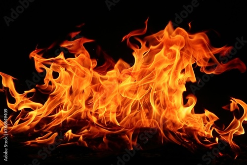 Fire, flames on black background, high resolution photo