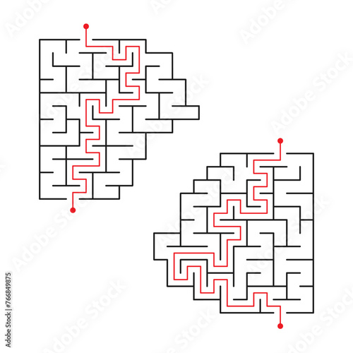 Vector children's game - a labyrinth for two to teach children. Who will find the way out of the maze faster