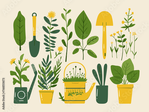 Gardening and Garden Tools - Vector Illustration for Horticulture Enthusiasts