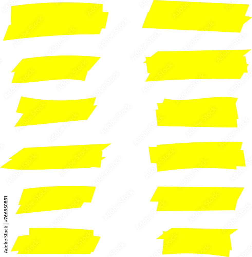 Highlighter line yellow marker strokes lines isolated on white background vector set. Hand drawn yellow highlight marker lines. Marker pen highlight strokes. Highlighter line yellow marker strokes lines isolated on white background vector set. Hand drawn yellow highlight marker lines. Marker pen highlight strokes.