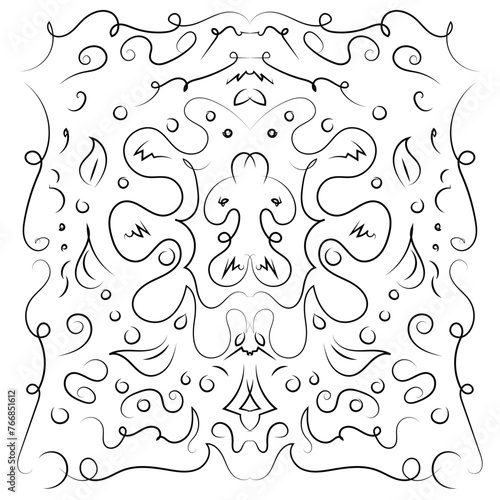 Abstract line doodle seamless pattern. 