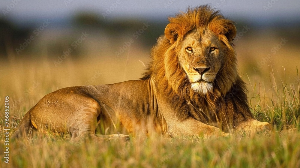 Obraz premium stunning high resolution image of an adult lion, perfect for wallpaper, showcasing the strength and majestic appearance of this fierce predator
