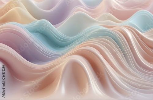 3D line wave abstrack background pastel color with solid white color background