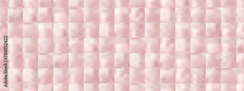 Silky pastel pink surface of quilted mattress seamless texture. Soft blanket or duvet puffer pattern. Bedroom padded setting with smooch fabric. Vector illustration with gradient mesh
