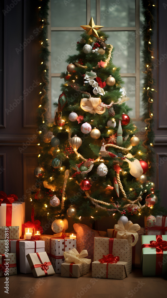 Charming AQ Festive Decoration Displaying Traditional Holiday Spirit Amidst Soft Warm Lights