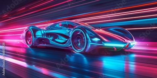 High-speed Concept Car with Illuminated Detailing, Symbolizing Automotive Engineering Progress