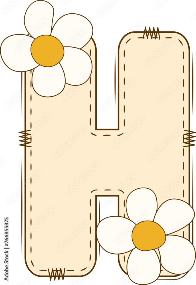 Fototapeta premium Alphabet Daisy Spring Doodle