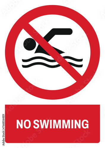 iso prohibition safety signs v2 no swimming size a4/a3/a2/a1