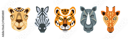 Animal Portrait Made in Unique Geometrical Flat Style Vector Set