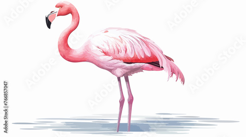 Watercolor Pink Flamingo Flat vector 