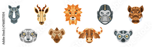 Animal Portrait Made in Unique Geometrical Flat Style Vector Set