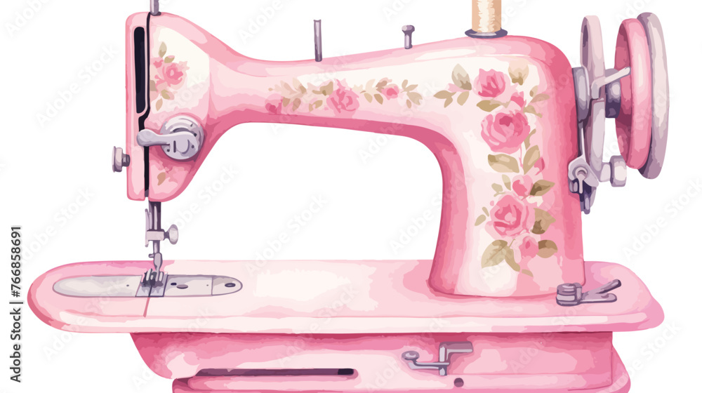 Watercolor Vintage Pink Sewing Flat vector 