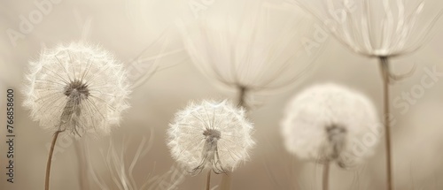   White Dandelions on Green Field -