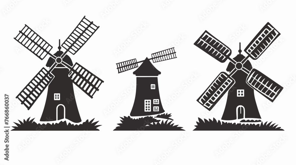 Windmill icon outline vector design Flat vector 