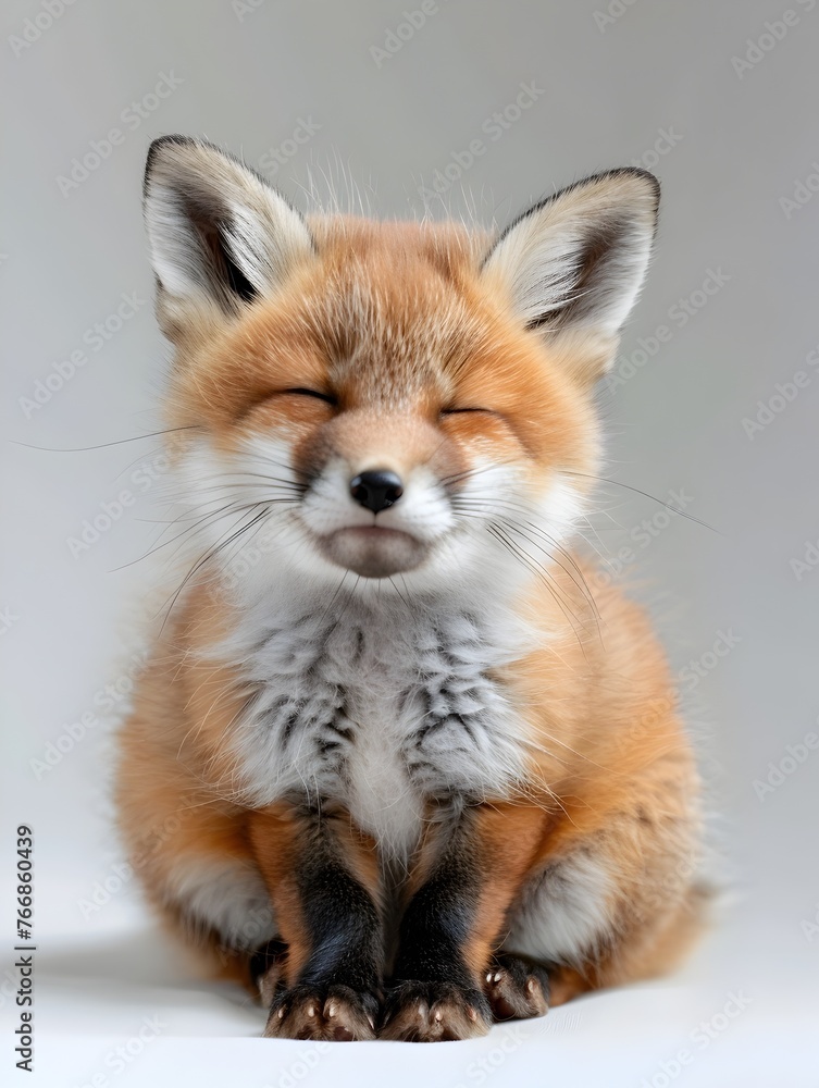Captivating Close-Up of a Levitating Baby Fox with Radiant Charm and Serene Poise