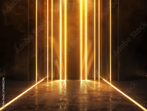 Mystical Golden Light Portal in Dark Chamber